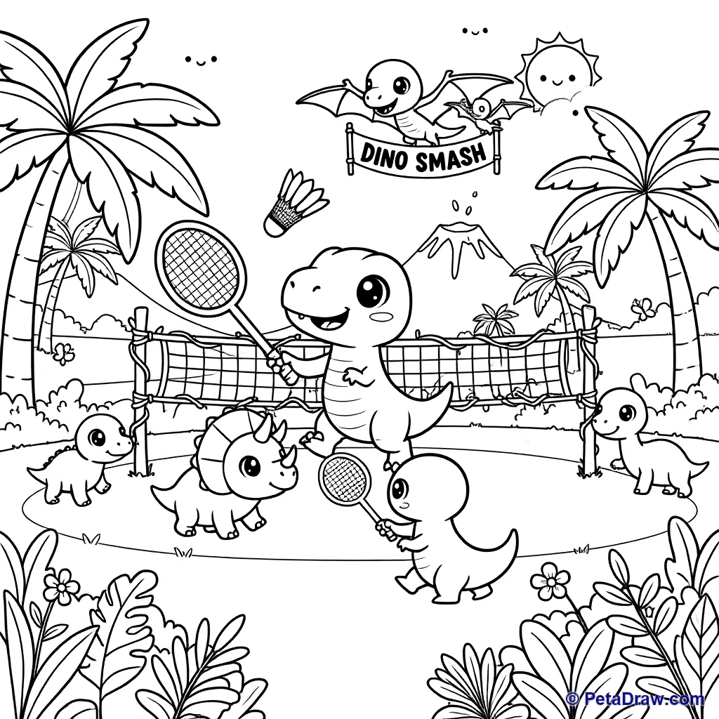 Dinosaur Badminton Game