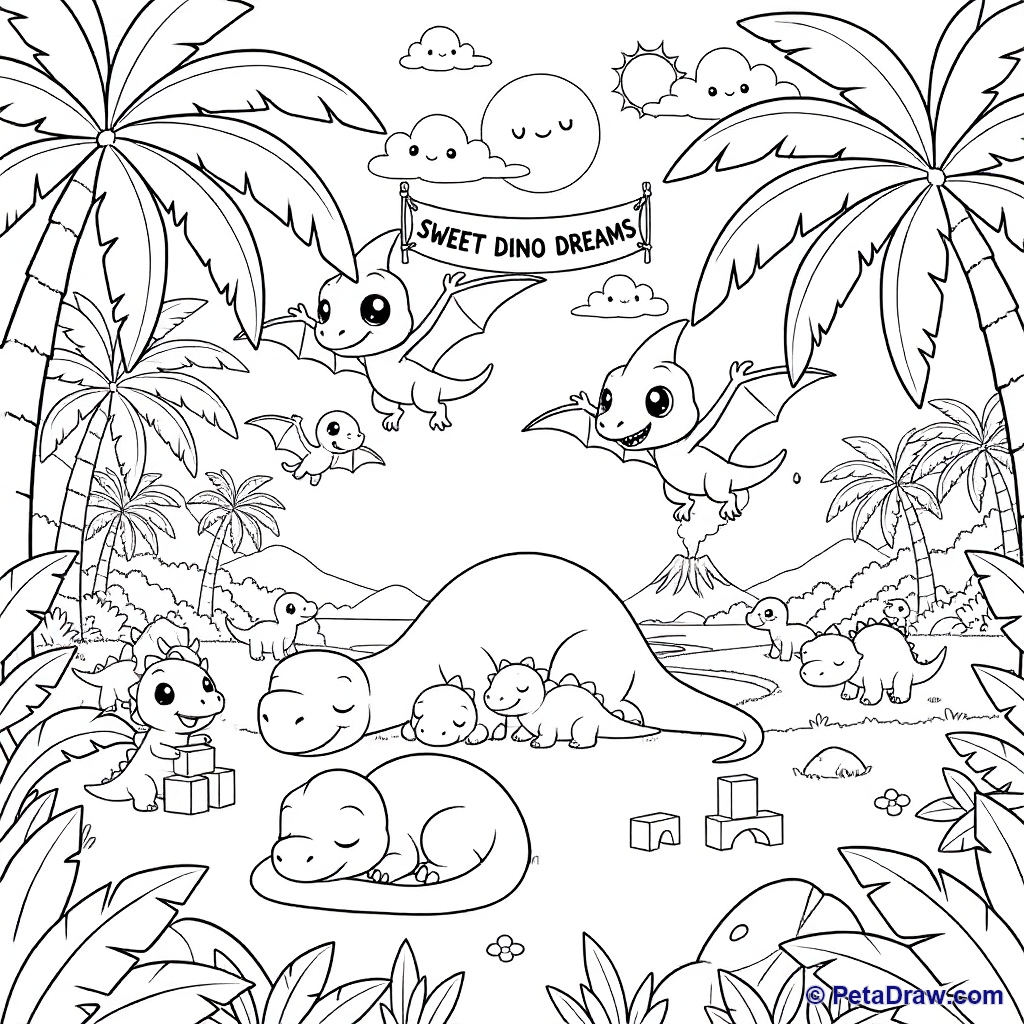 Cute dinosaurs playing