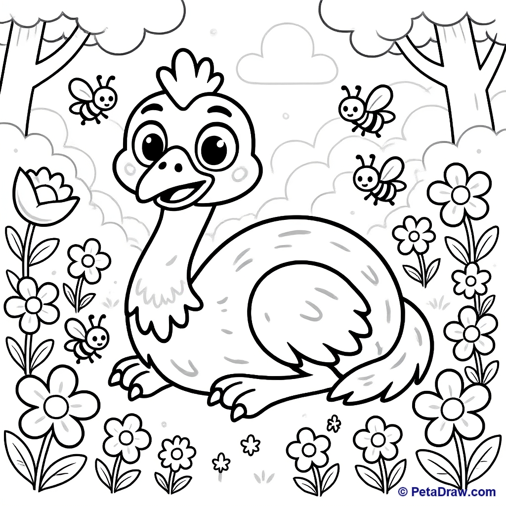 Cute ostrich in a garden