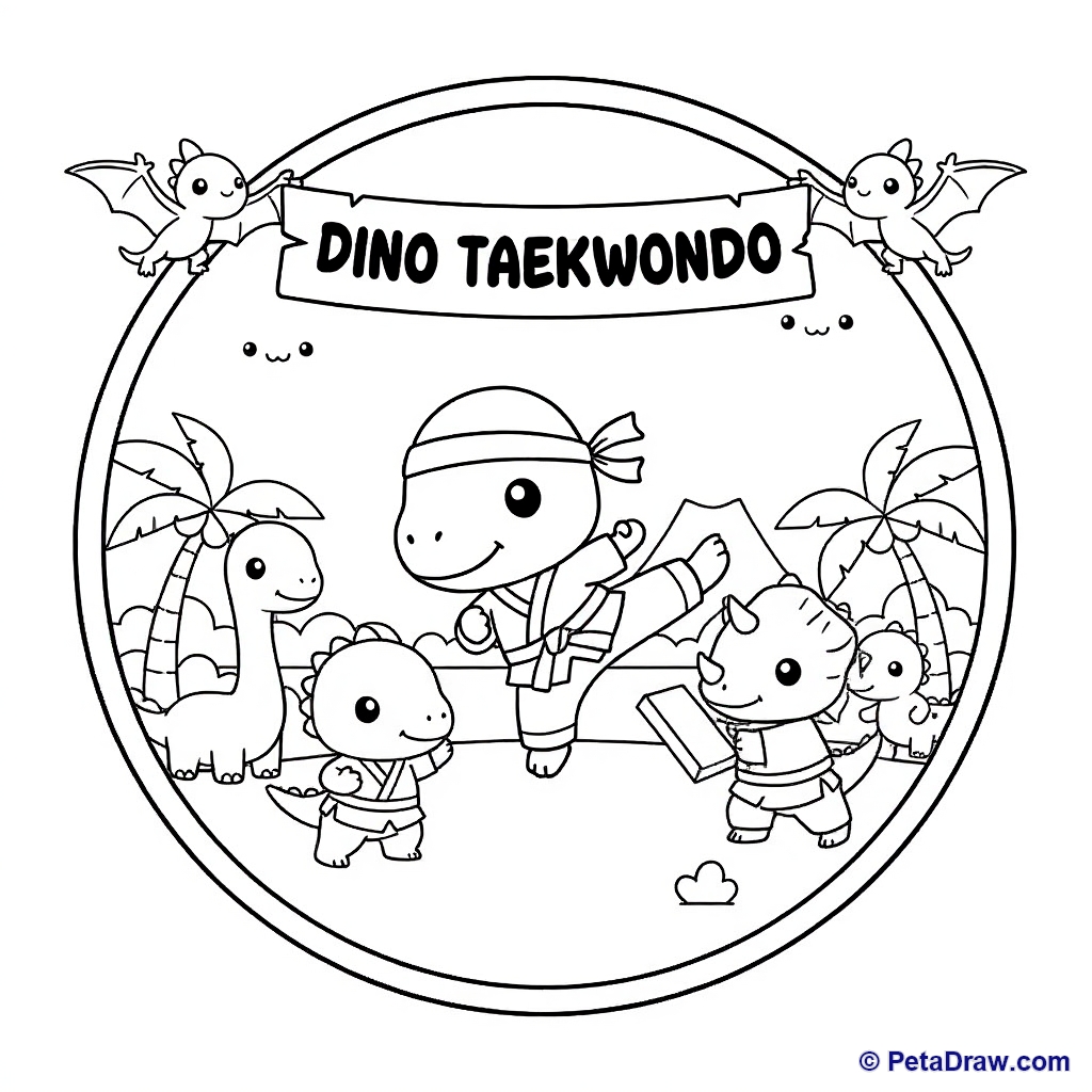 Dinosaur practicing Taekwondo