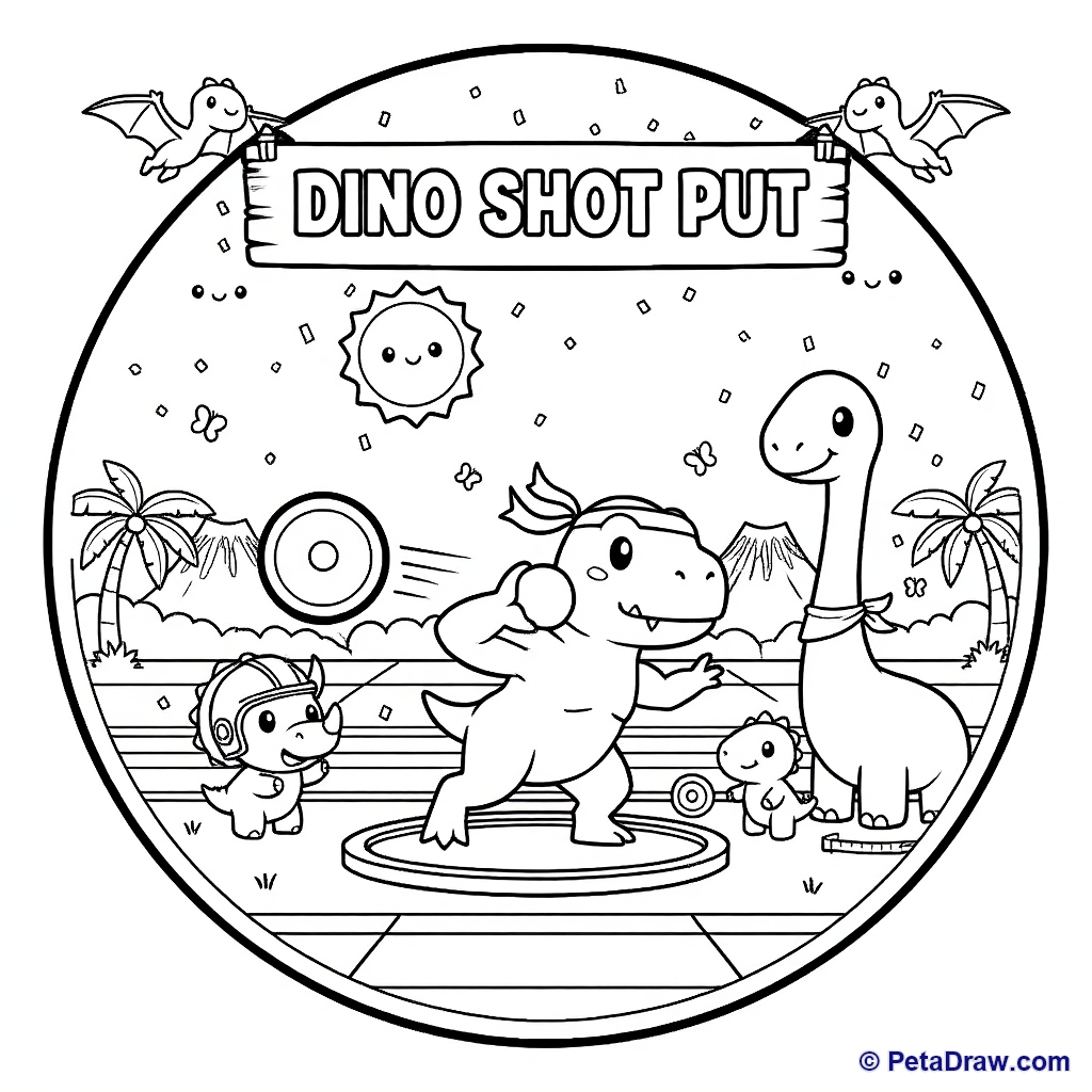 Dinosaur Throwing Shot Put