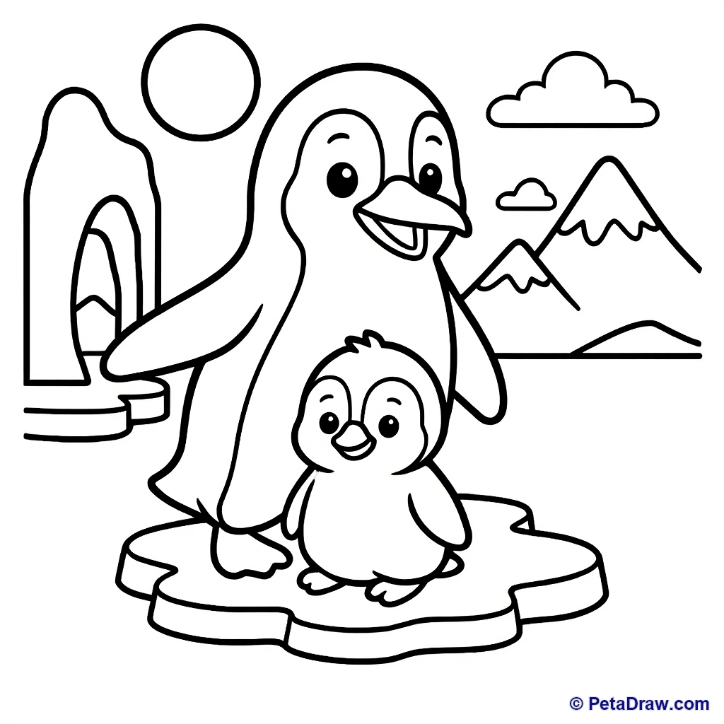 Penguins on ice floe