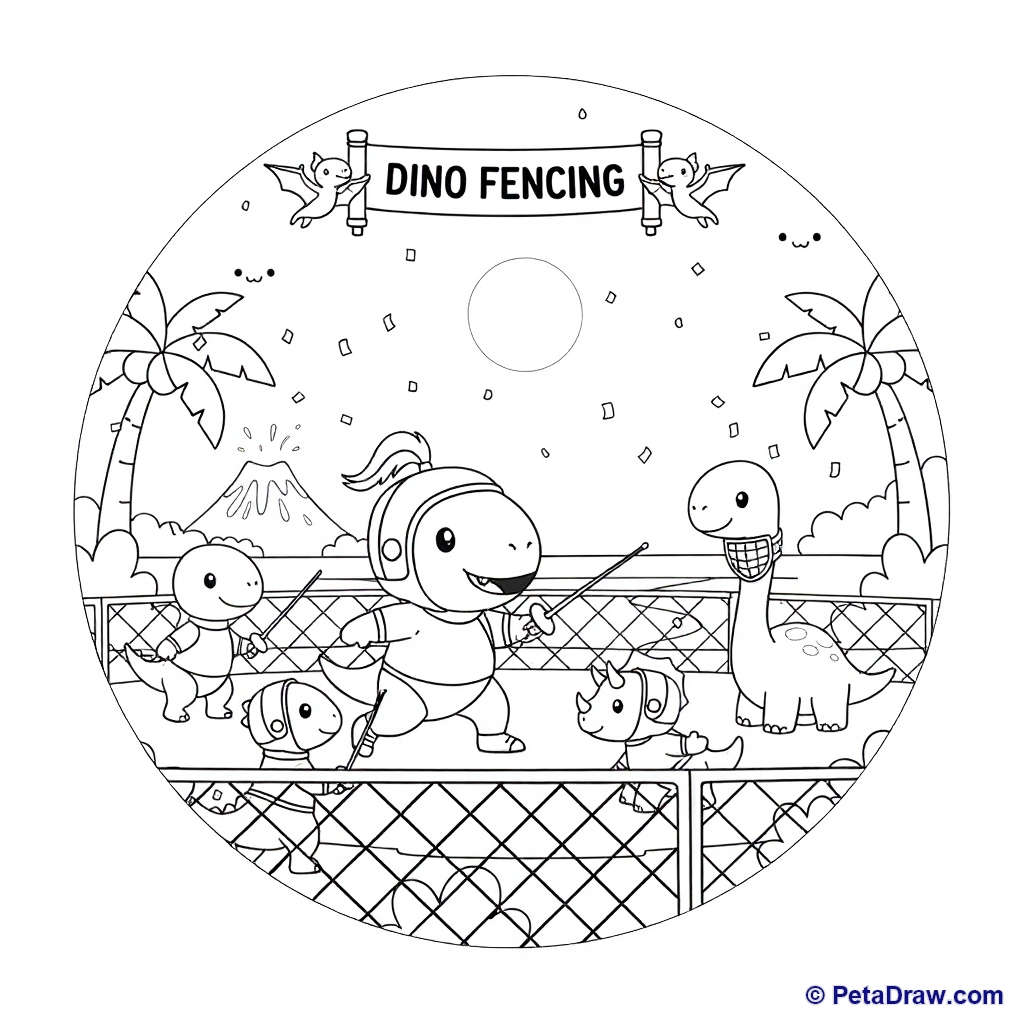 Dinosaurs Playing Fencing